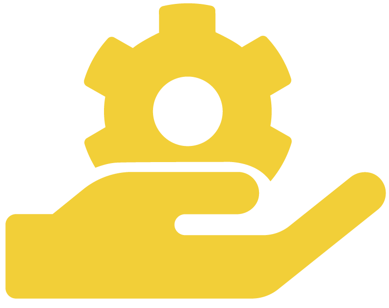 hand with configuration cog icon