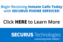 Advertisement for Securus Technologies phone services for inmate calls, with a prompt to click to learn more.